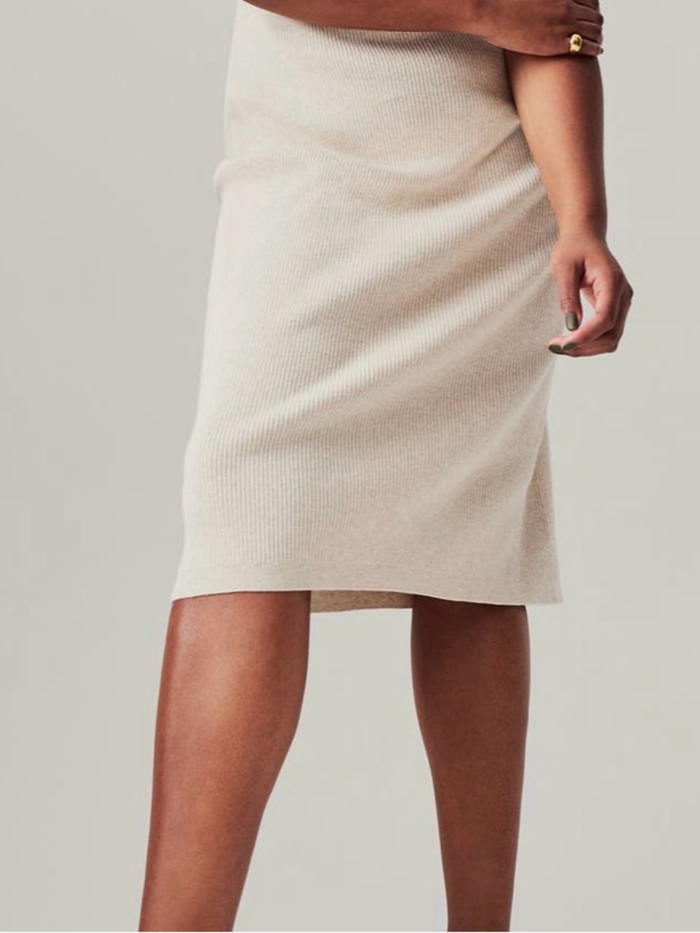 Women’s Ribbed Sweater Skirt in Light Beige